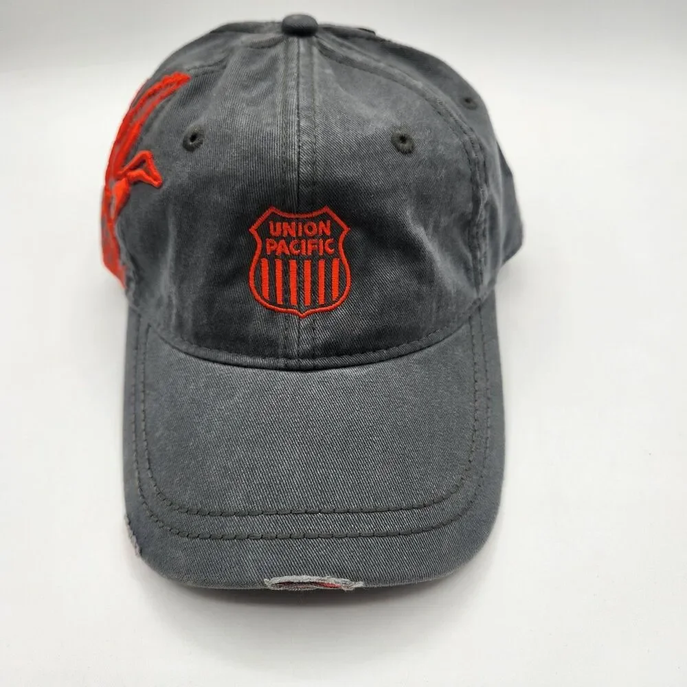 Union Pacific Dri-Duck Truckers Hat Cap Wild Life Series Gray Orange Adjust Logo